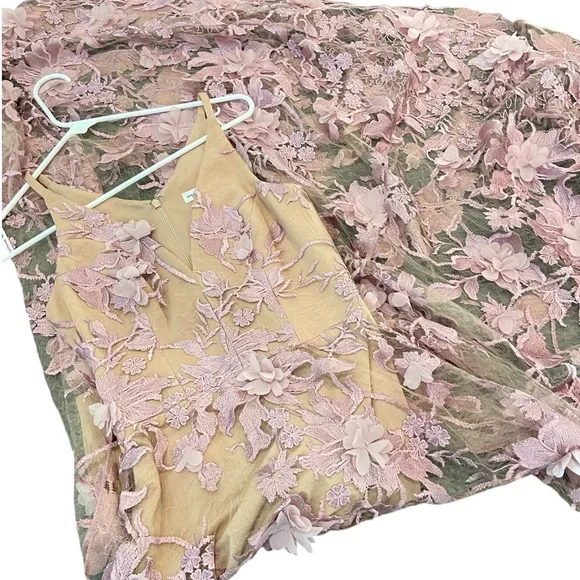 Dress the Population Rise pale pink 3D floral maxi dress. EUC - Picture 12 of 13